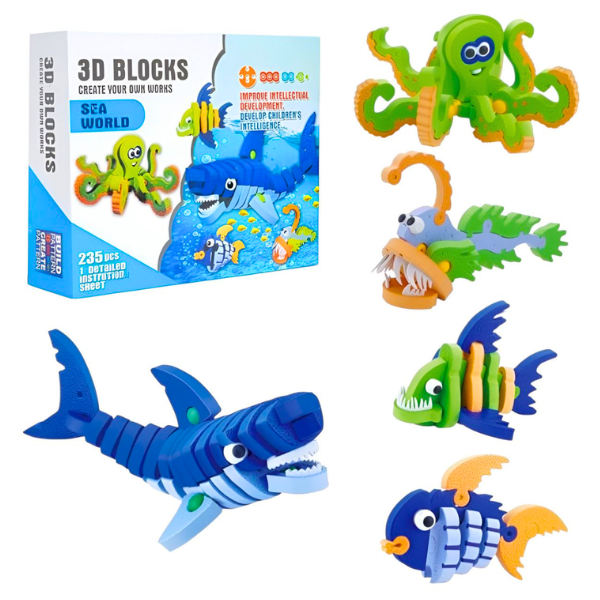 Bloques Armables 3D Animales Marinos 235 Piezas