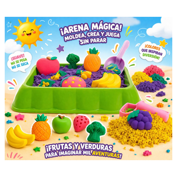 Set Arena Kinésica con Moldes Frutas y Verduras
