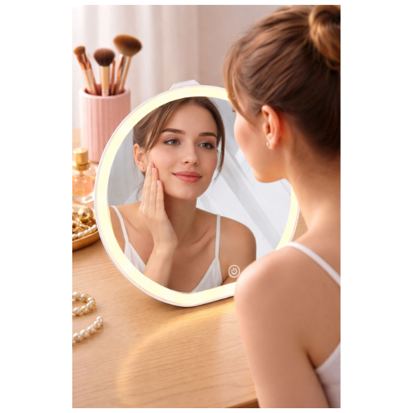 Espejo Maquillaje Led Regulable Táctil Portátil Recargable