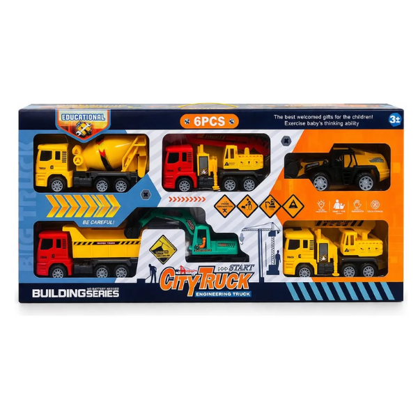 Set de 6 Camiones de Construcción de Juguete