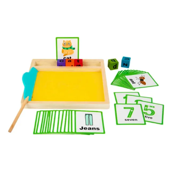 Caja Sensorial Arena Tarjetas Educativas Letras Y Números