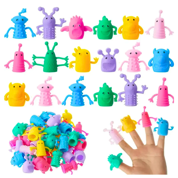 Set 20 Títeres De Dedo Monstruitos Colores Juguete Infantil