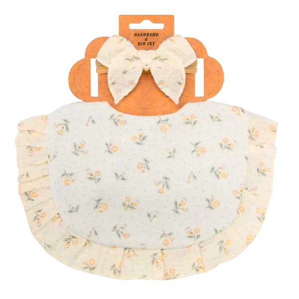 Set Regalo Bebé Niña Babero + Cintillos Algodón Colores
