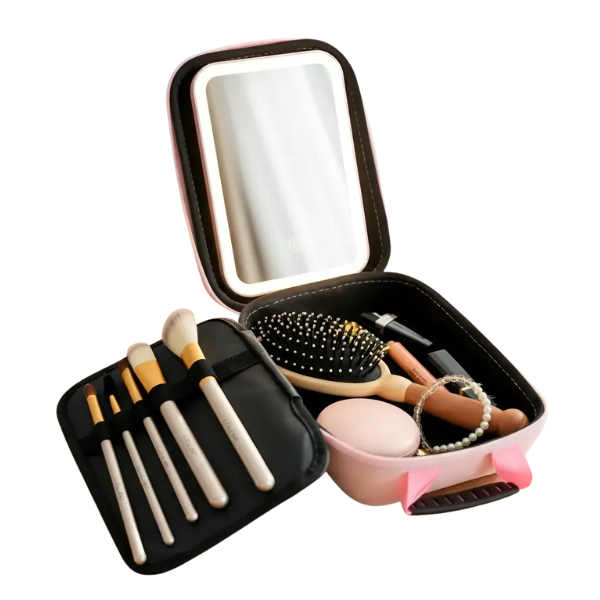 Bolso Organizador Cosméticos Espejo Luz Led