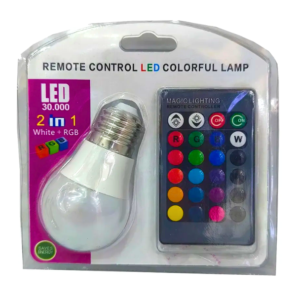 Ampolleta Led Rgb + Control Remoto Multicolor