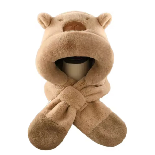 Gorro Oso Con Bufanda Orejas Peludo Invierno