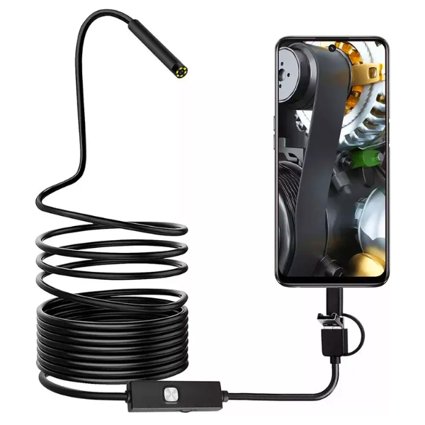 Cámara Endoscópica 5m Micro Usb Tipo C Android Cable Rigido