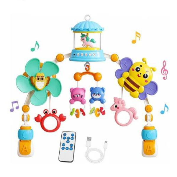 Móvil Para Cuna Musical Carrusel Bebé Control Remoto Usb