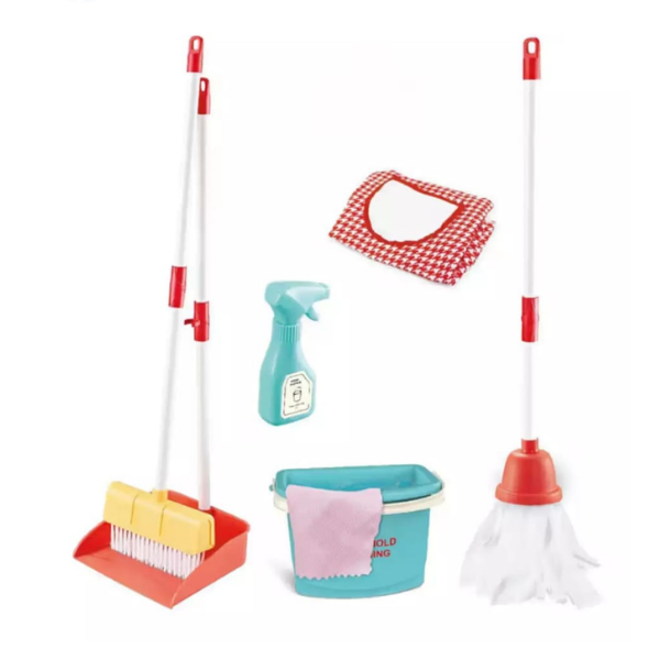 Set De Limpieza Juguete Niña Balde Trapeador Delantal Aseo
