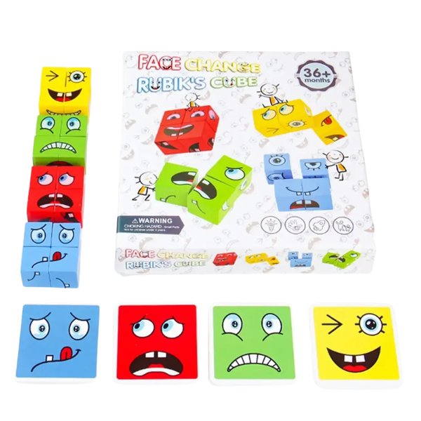 Juego De Puzzle Cubos Didáctico Expresiones Y Emociones
