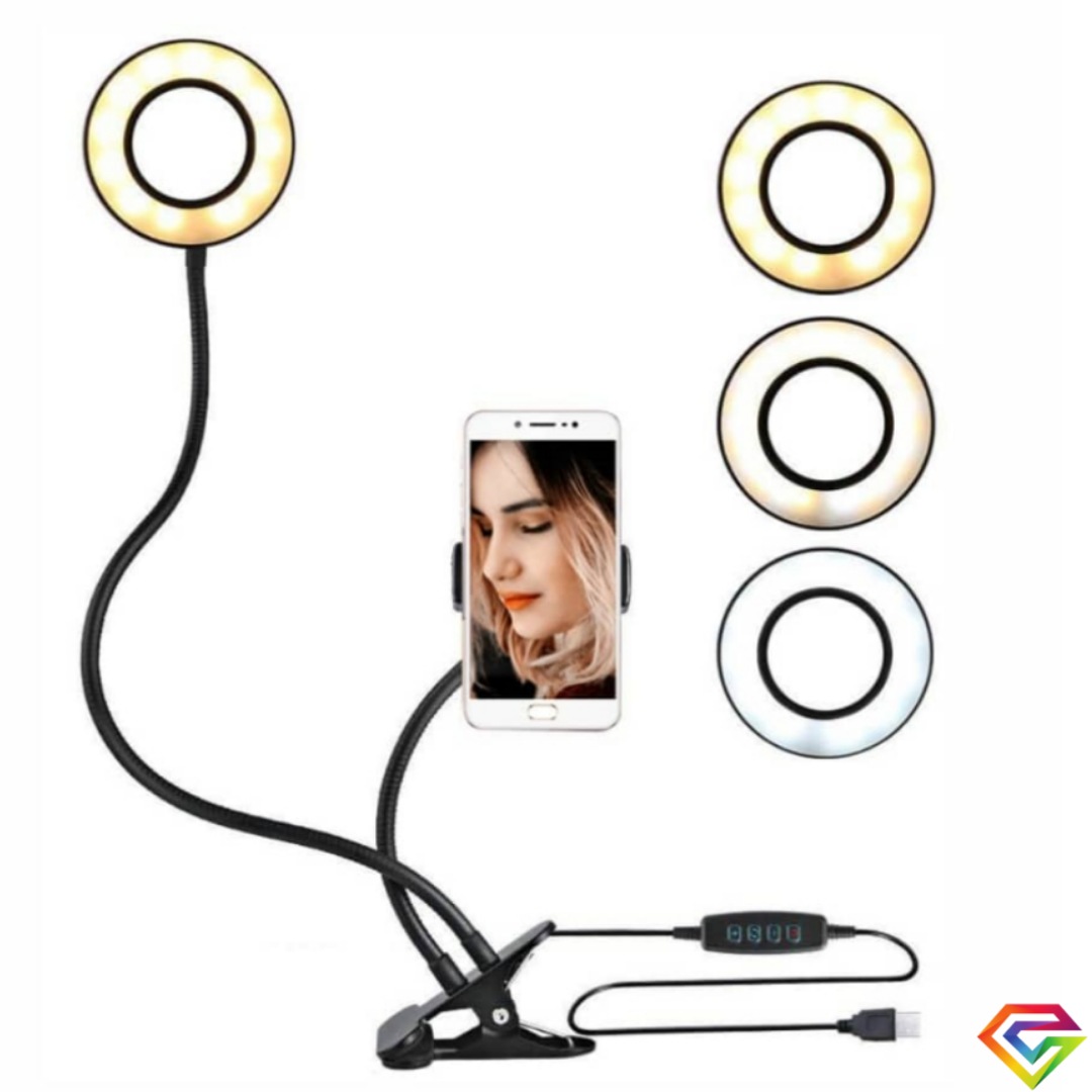 Aro de luz led flexible con soporte gancho tiktok youtuber