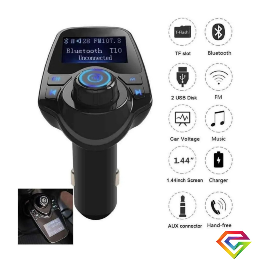 Transmisor de radio fm bluetooth dual usb mp3 cargador auto 