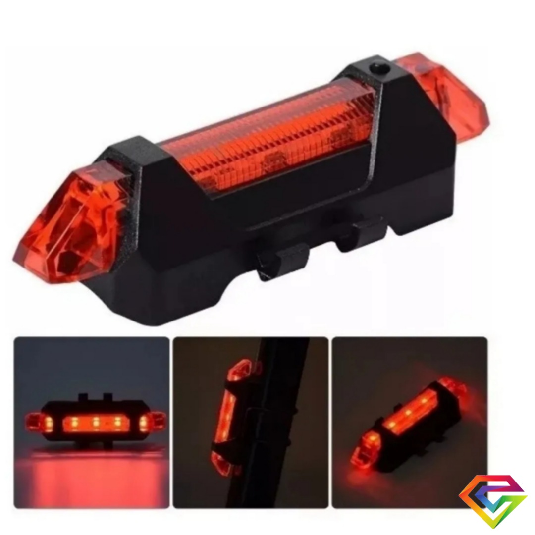 Luz led recargable para bicicletas trasera roja