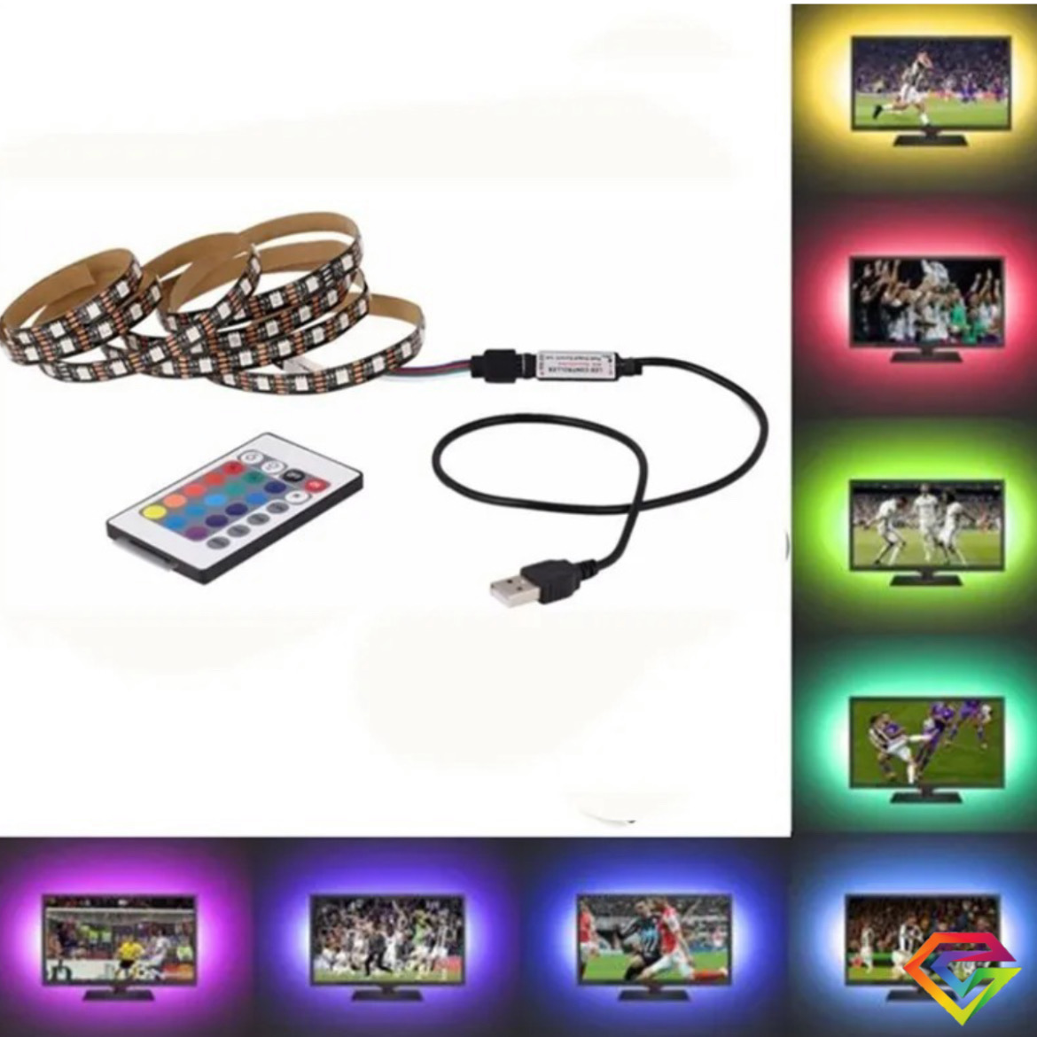 Cinta Rgb Tira Led Usb Para Tv, Pc+ Control Remoto