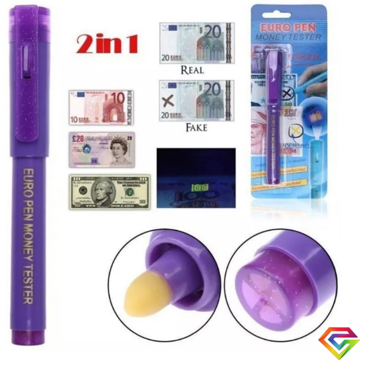 Lapiz Detector De Billetes Falsos Con Luz Ultra Violeta