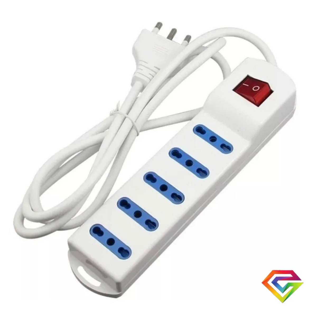 Alargador eléctrico 5 mts 5 boca blanca con switch