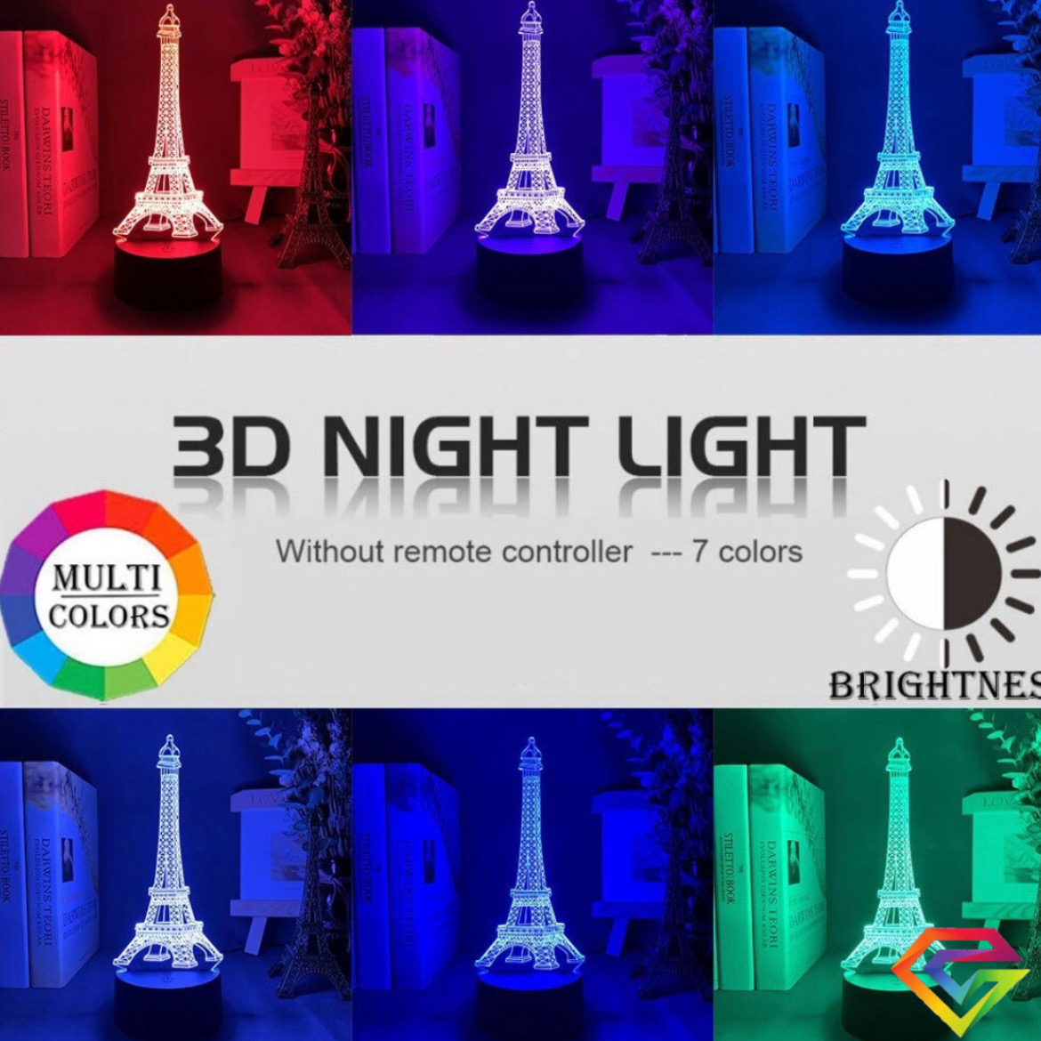 Lampara 3d Torre Eiffel lámpara led mesa 