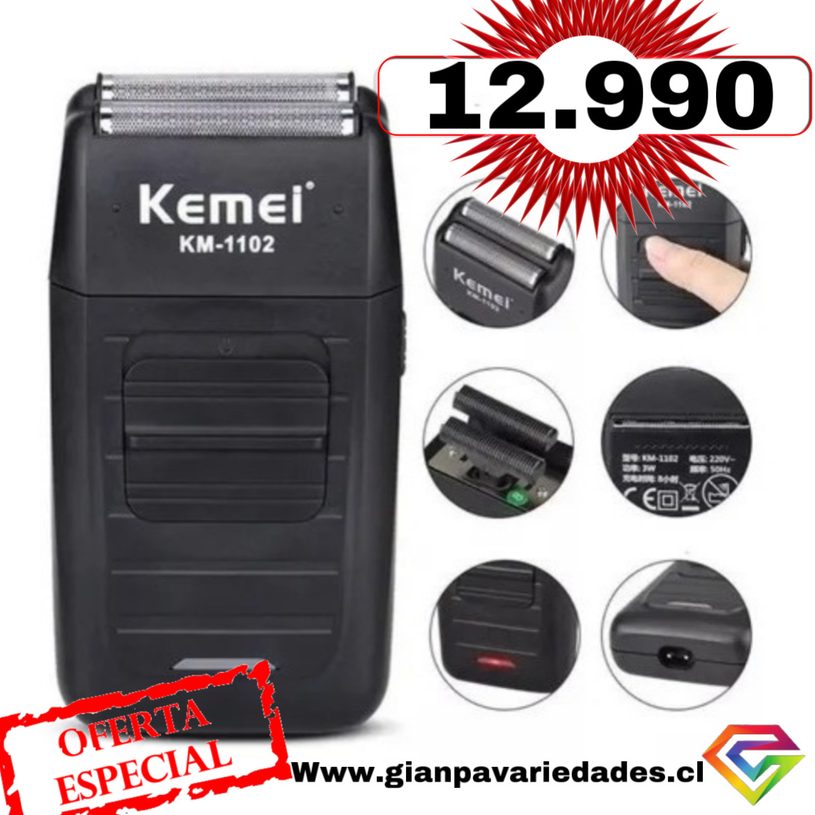 Máquina afeitadora Kemei KM-1102 220V