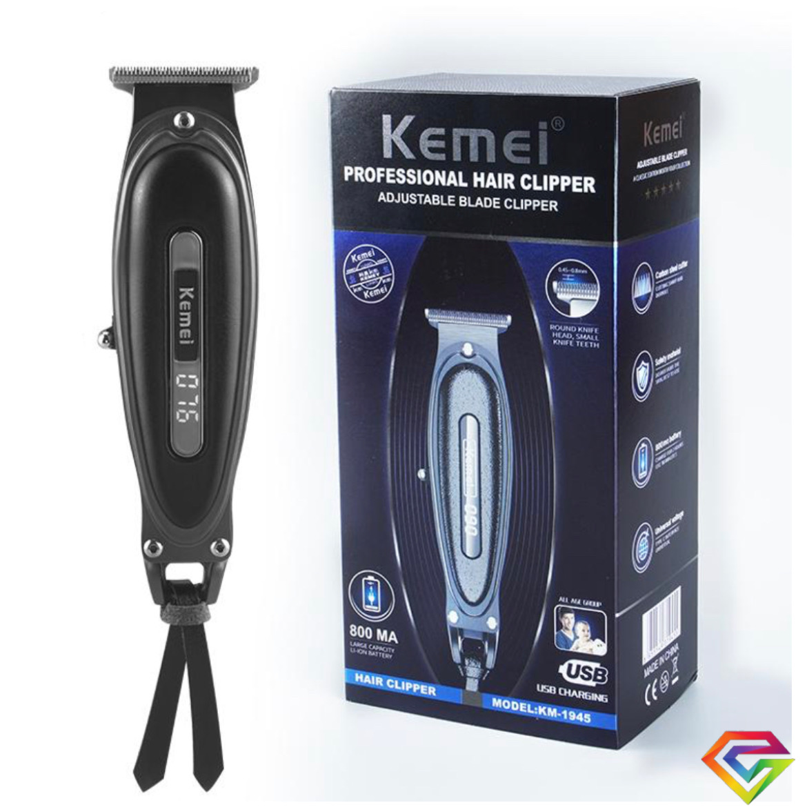 Cortadora de pelo Kemei KM-1945 recargable 110V/240V 