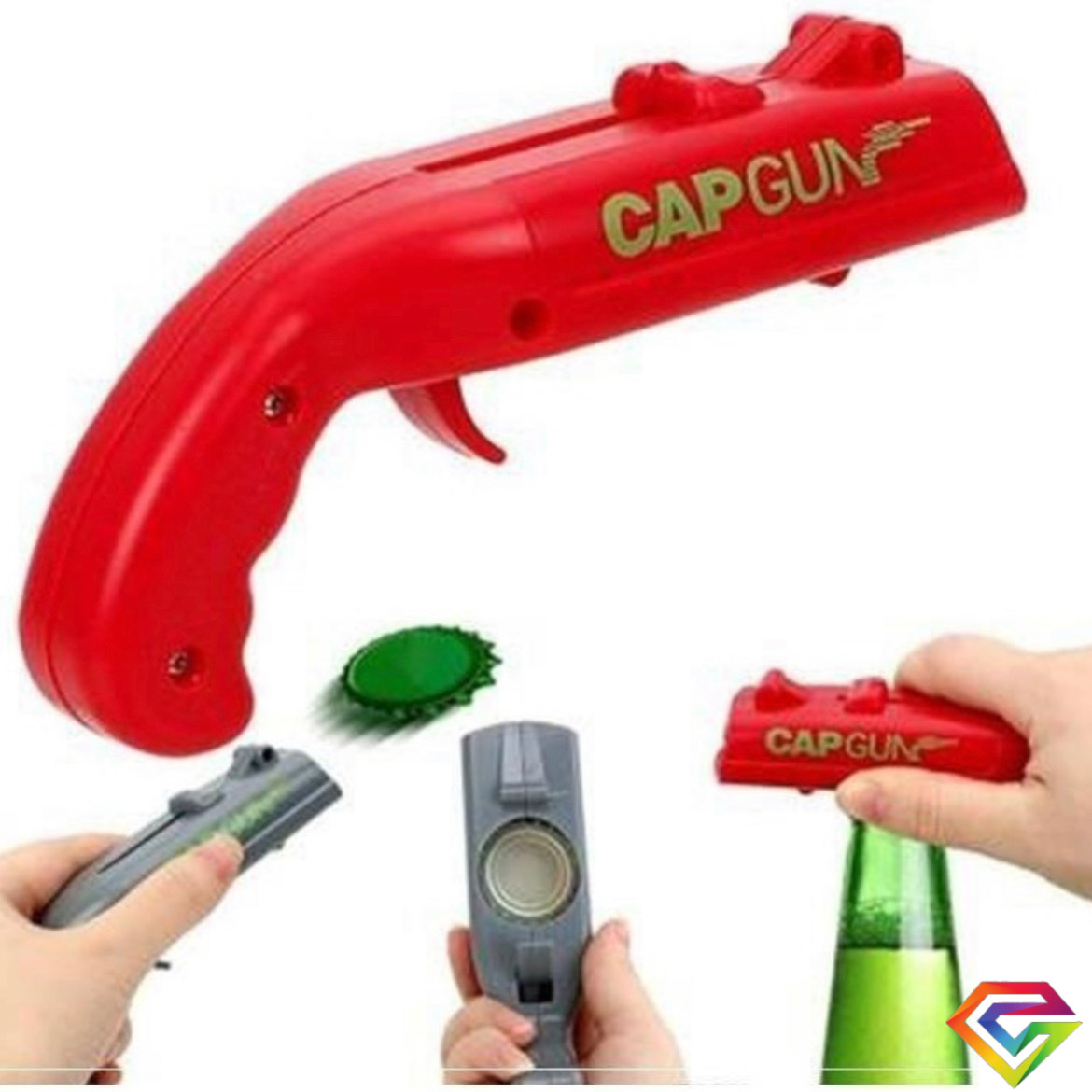 Cap Gun Pistola Destapador De Cerveza Dispara Tapas