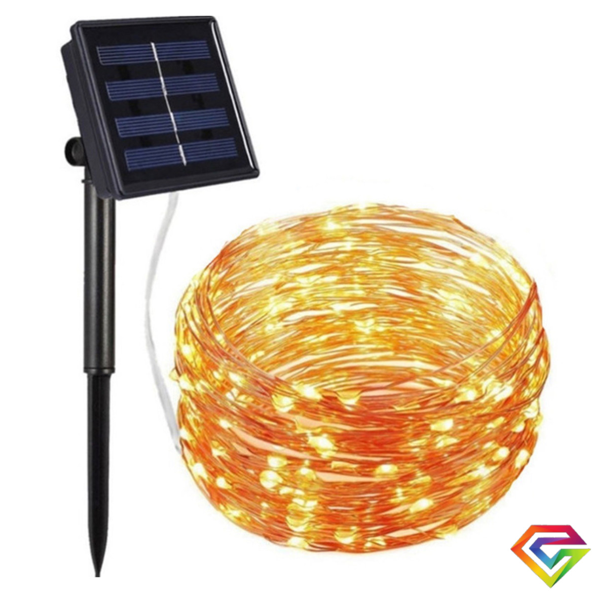 Luces Guirnalda Solar 200 Led Calidas Calido 20 Metro