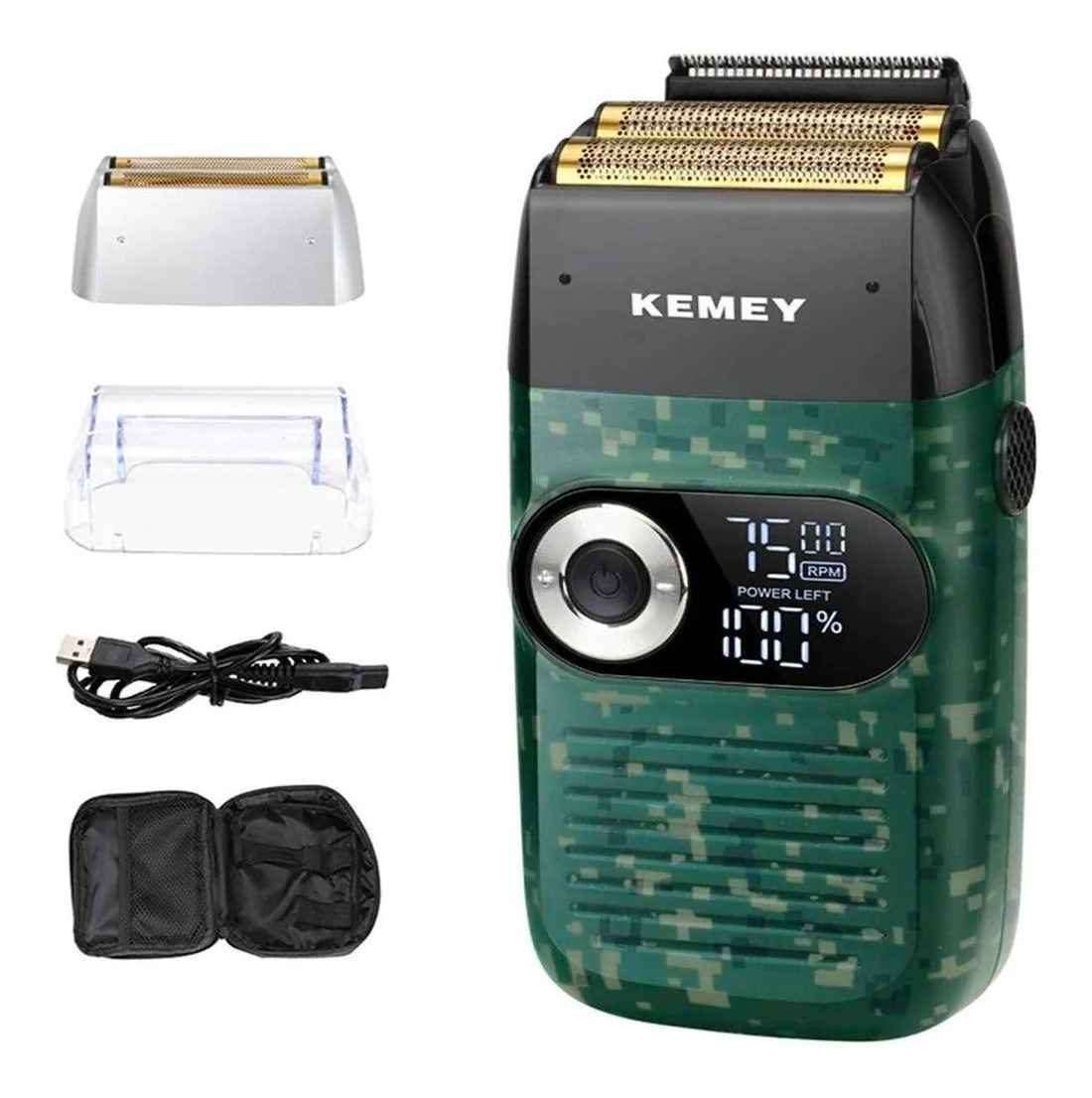 Máquina Rasuradora Shaver Recargable Kemei Km-2027 Camuflaje