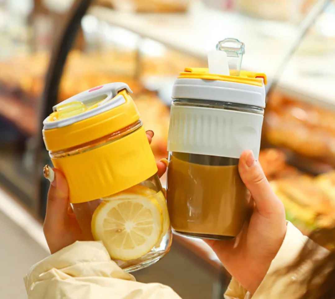 Vaso, Tazas Té Café con bombilla vidrio