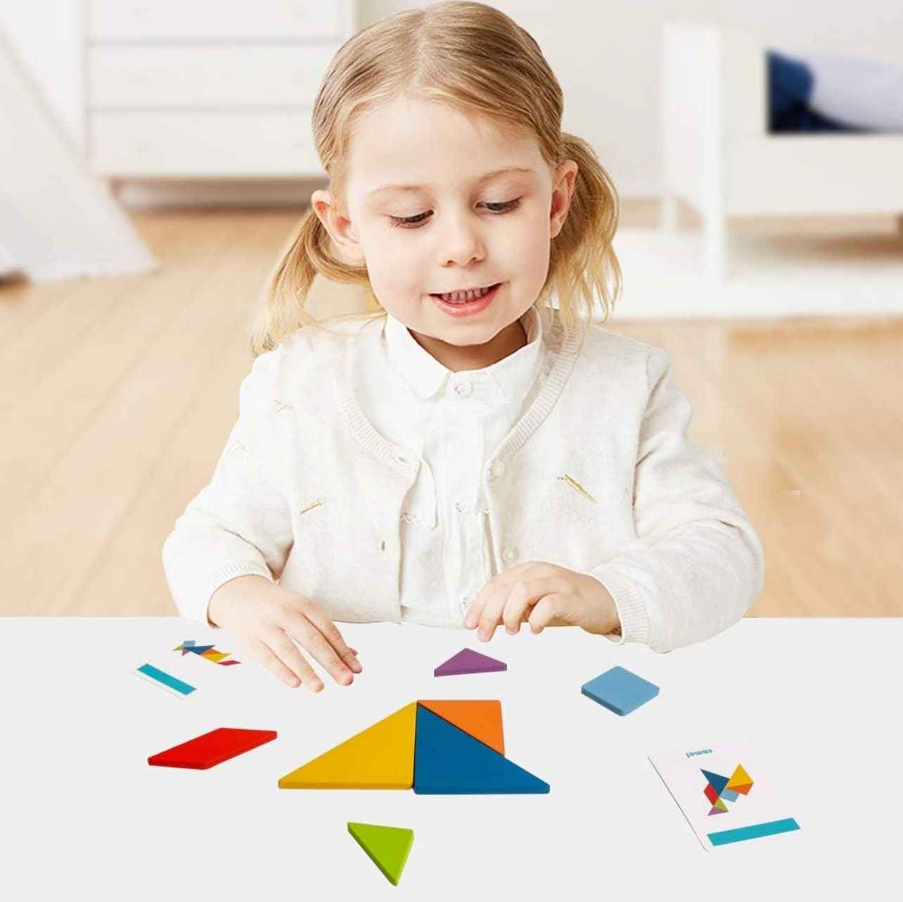 Juego Didáctico Tangram 3d Rompecabezas  En Madera niños Montessori
