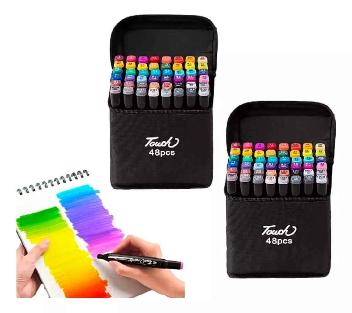 2x 48pcs Plumones Doble Punta Rotulador Para Colorear