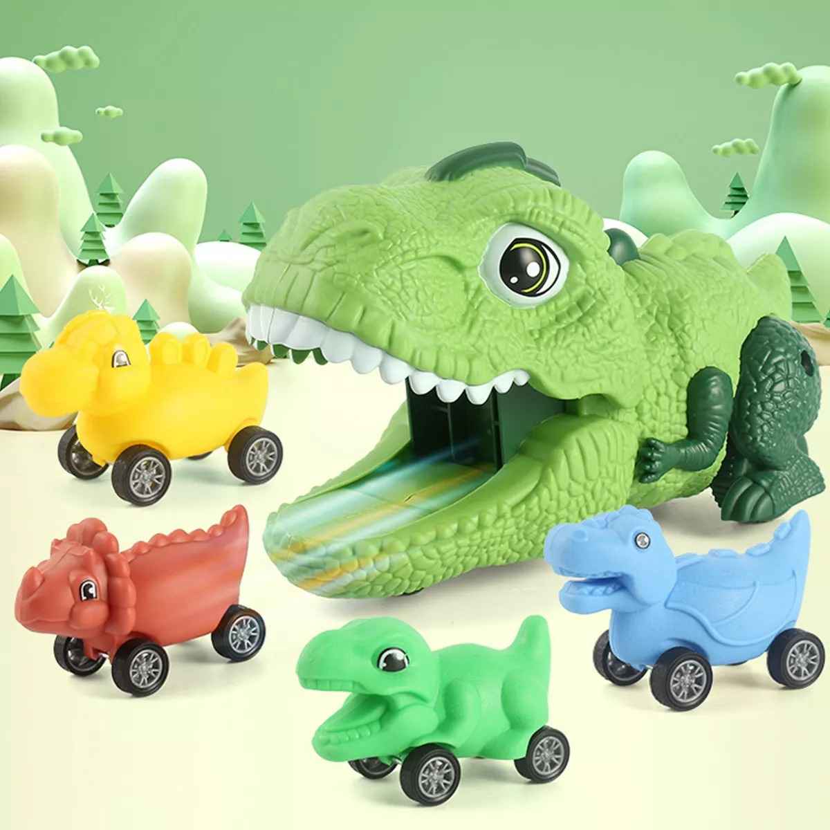 Juguete Camion Tiranosaurio Rex Transporte De Dinosaurios eyeccion