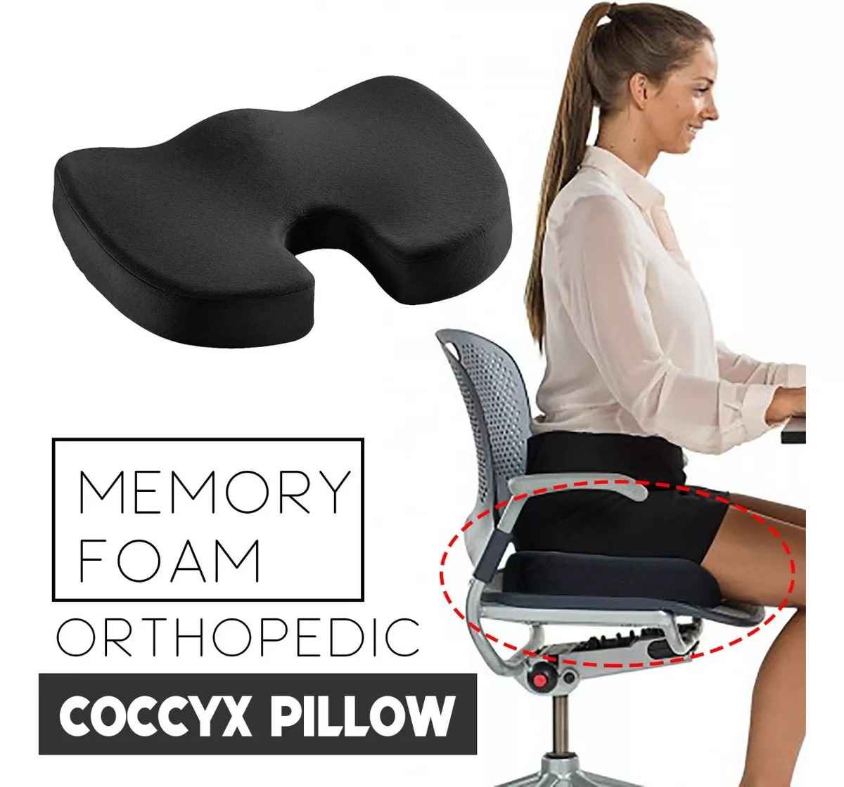 Cojín Asiento De Coche Ofic. Ergonómico Coxis Ortopédico