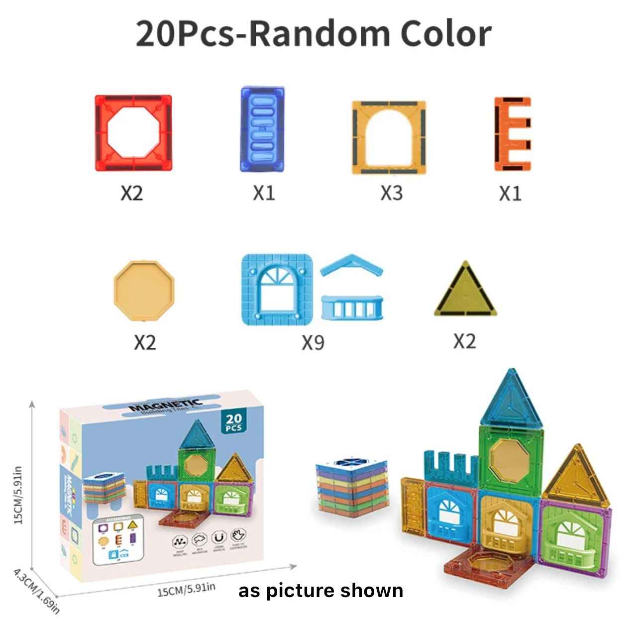 Bloques Magnéticos 20 Pcs. Magnetic Building Tiles