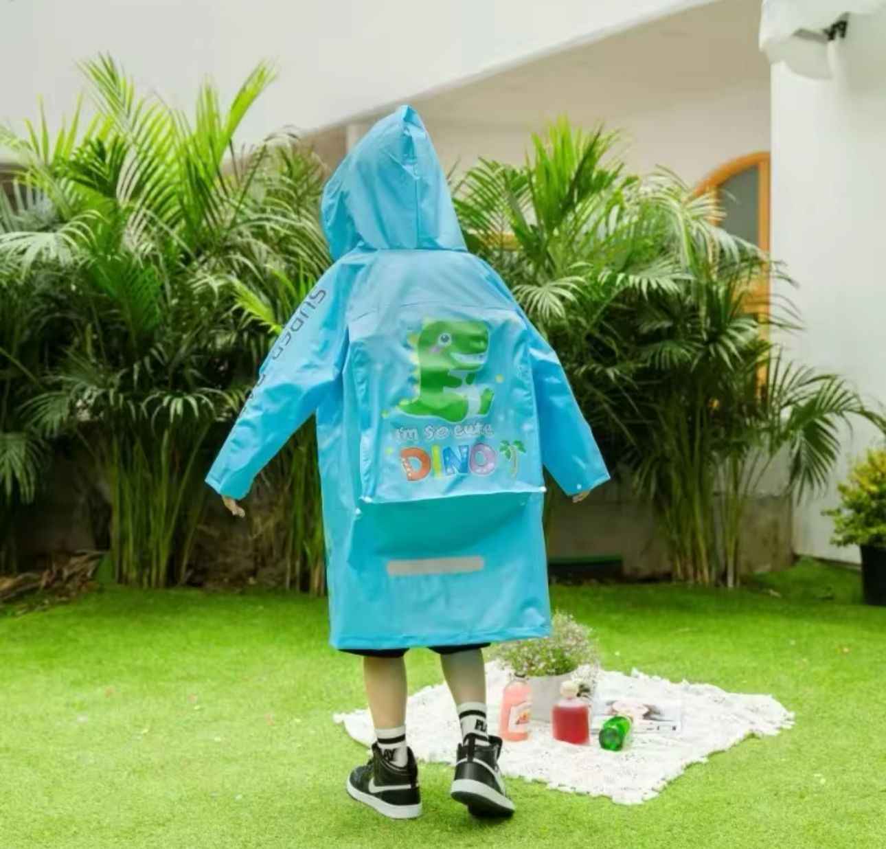 Poncho Carpa Impermeable Lluvia Viento Para Niños Con Gorro
