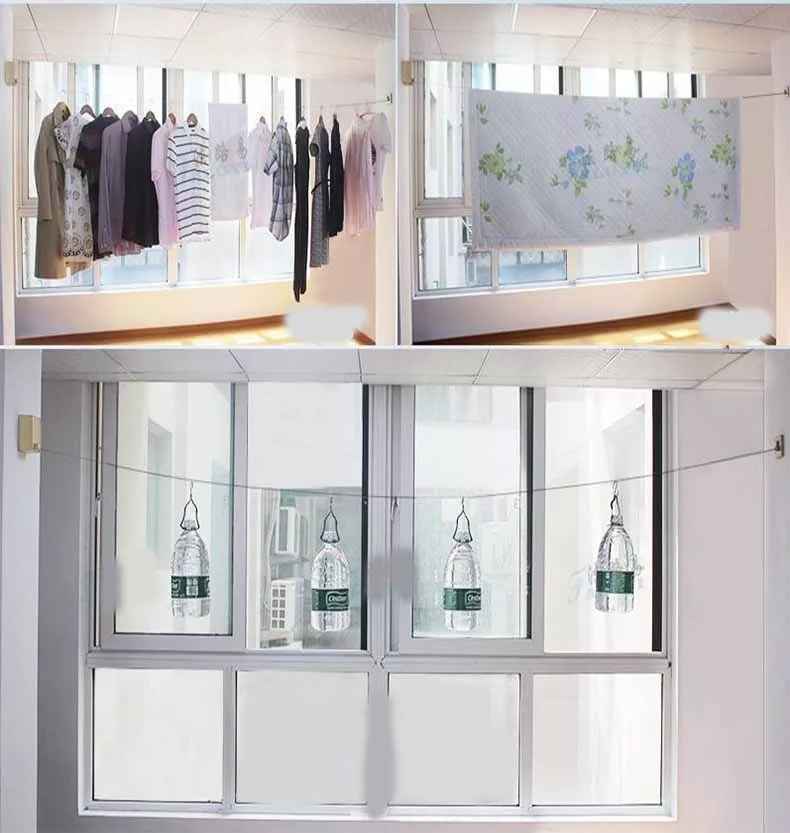 Tendedero Retractil Colgador Ropa Pared Doble Linea Cuerda