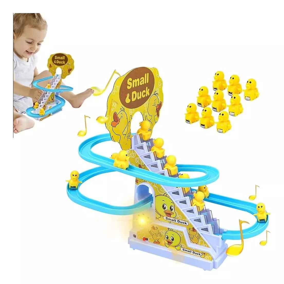Pista De Carreras Patos Escaleras Deslizamiento Juguete Niño