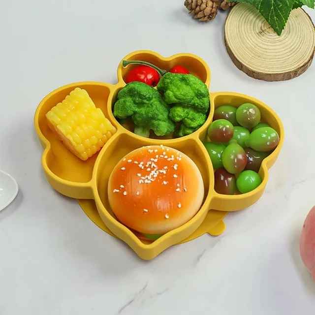Plato Para Bebé Silicona Diseño Cangrejo Con Set Cubiertos