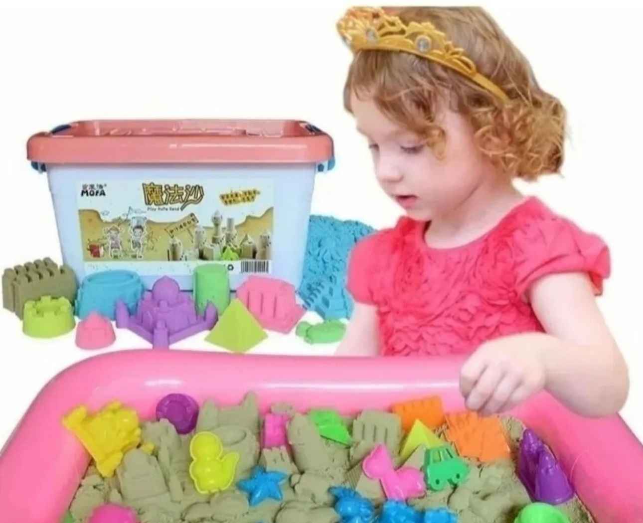 Arena Mágica 2kg + Moldes + Piscina Inflable Para Aprender