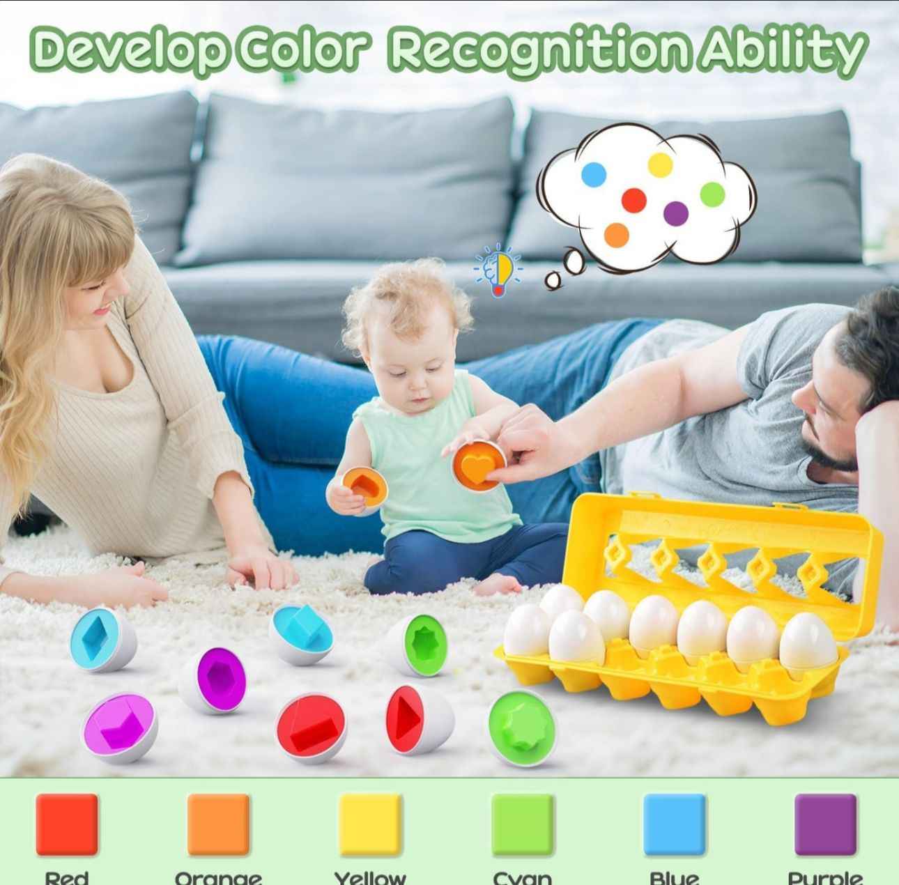 Huevos Juguete Para Niños 12 Piezas Juego Didáctico Encaje