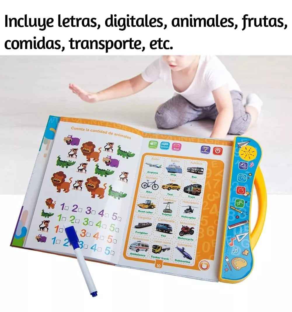 Libro Didáctico Interactivo Aprendizaje Bilingüe Para Niños full