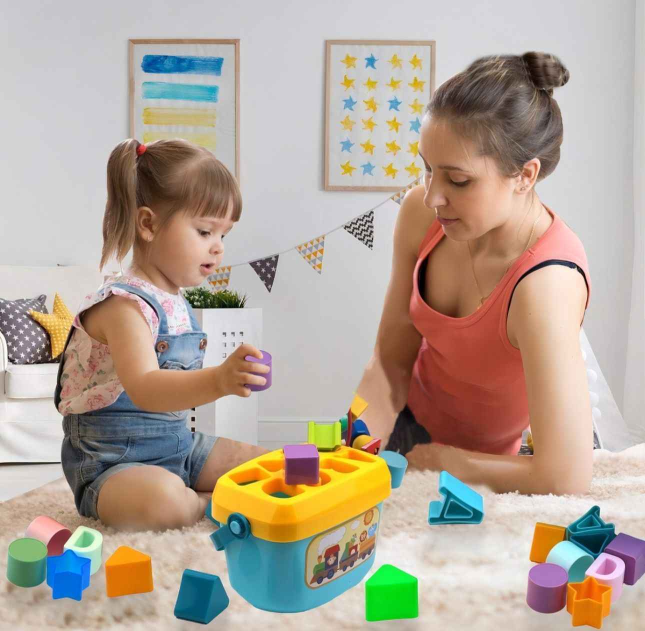Balde Con 16 Figuras Educativo, Didáctico Huanger Para Bebés