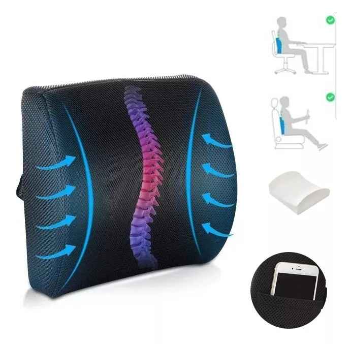 Cojin Con Memoria Ortopedico Lumbar Sillas Asiento Automovi