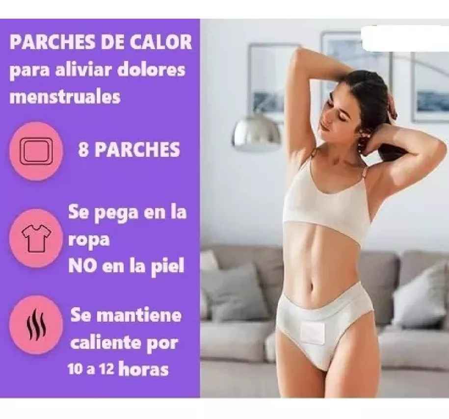 8 Parches Térmicos Alivia Dolor Cólicos Menstruales Calor