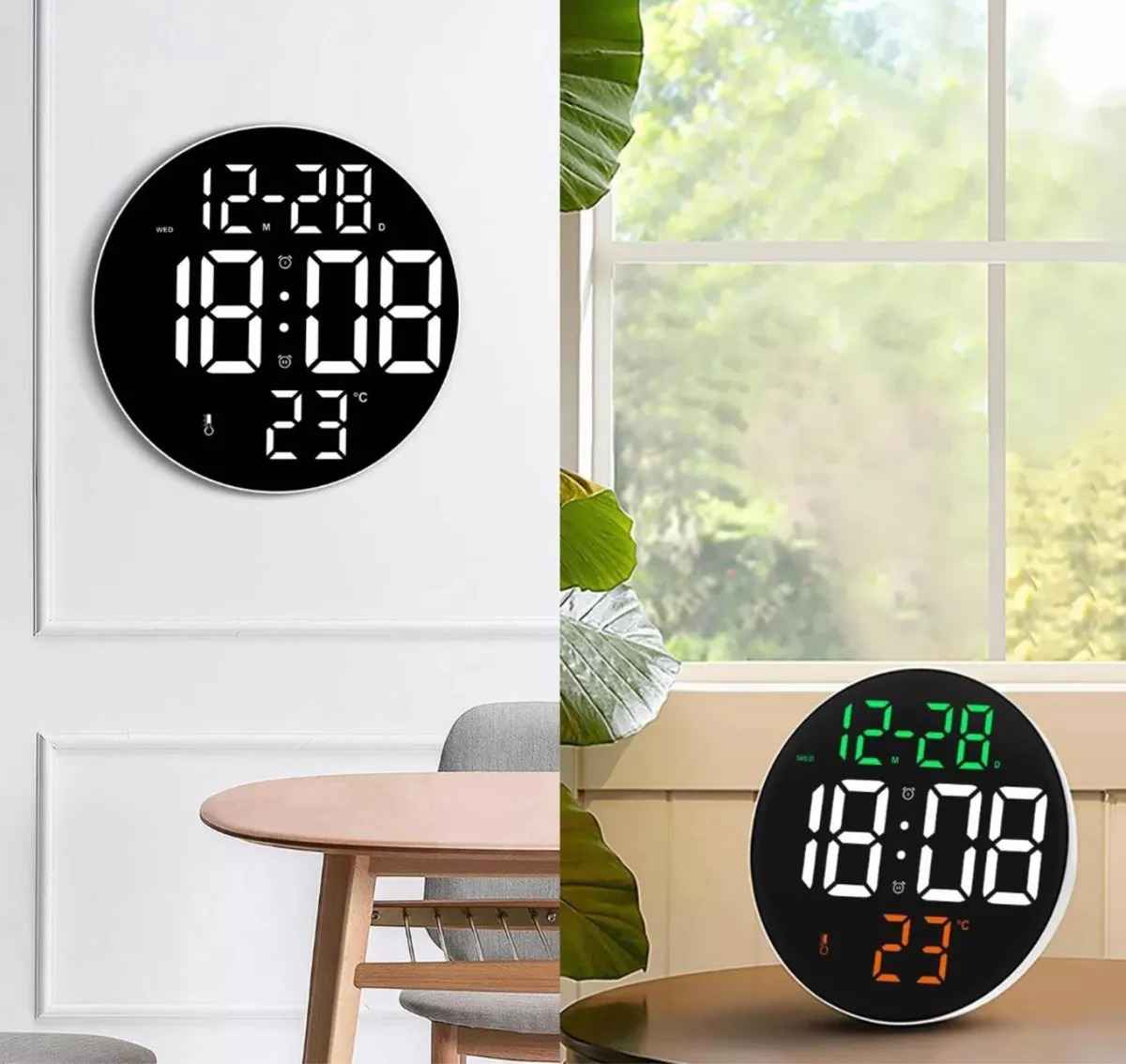 Reloj De Pared Digital Decorativoled Pantalla Grande Redondo