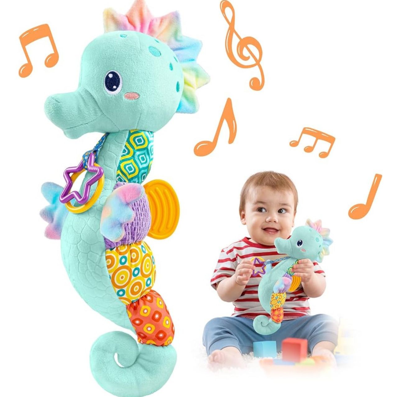 Peluche caballito de mar sensorial multicolor infantil