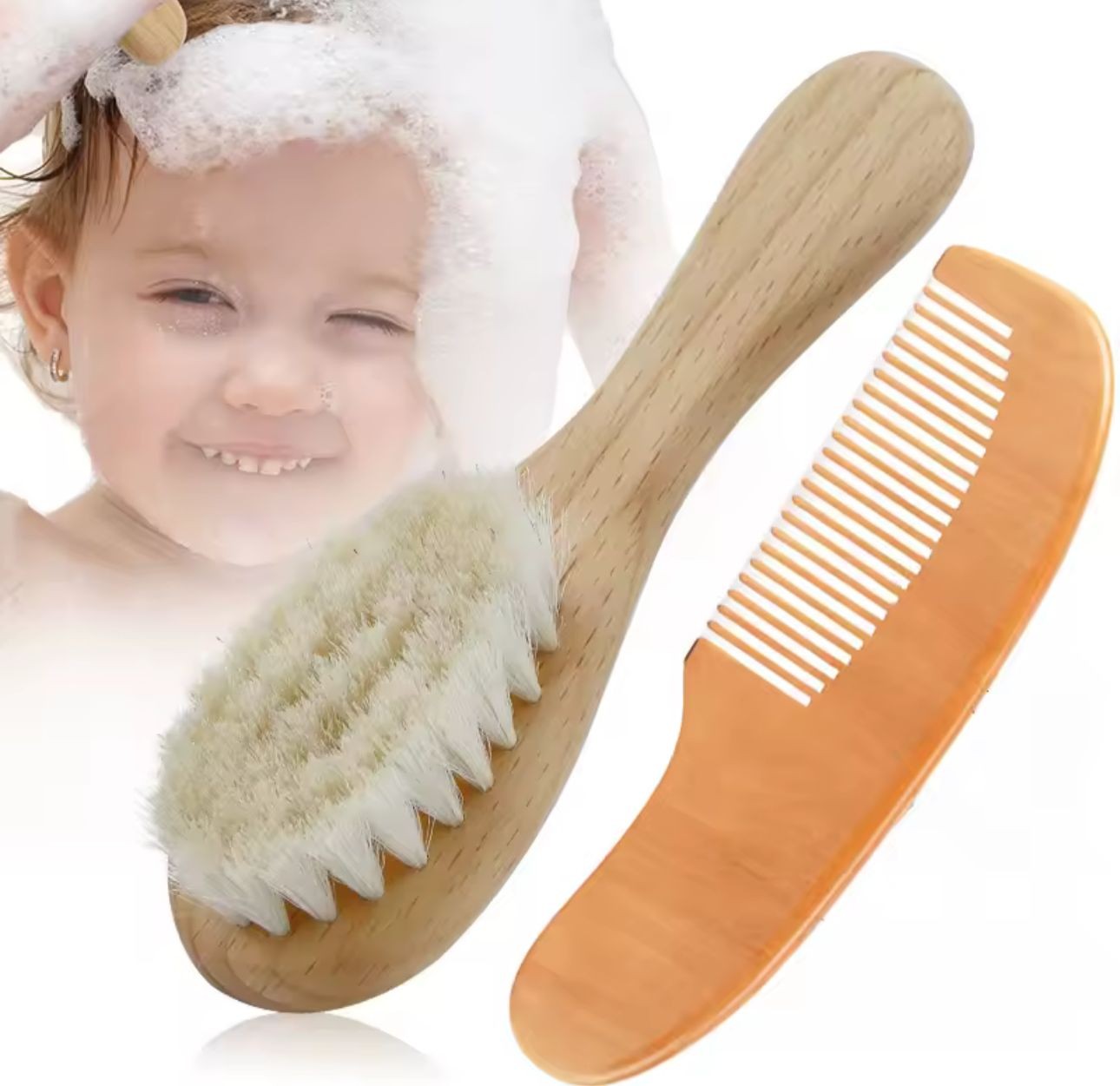Cepillo Peine Madera Recién Nacidos Cabello