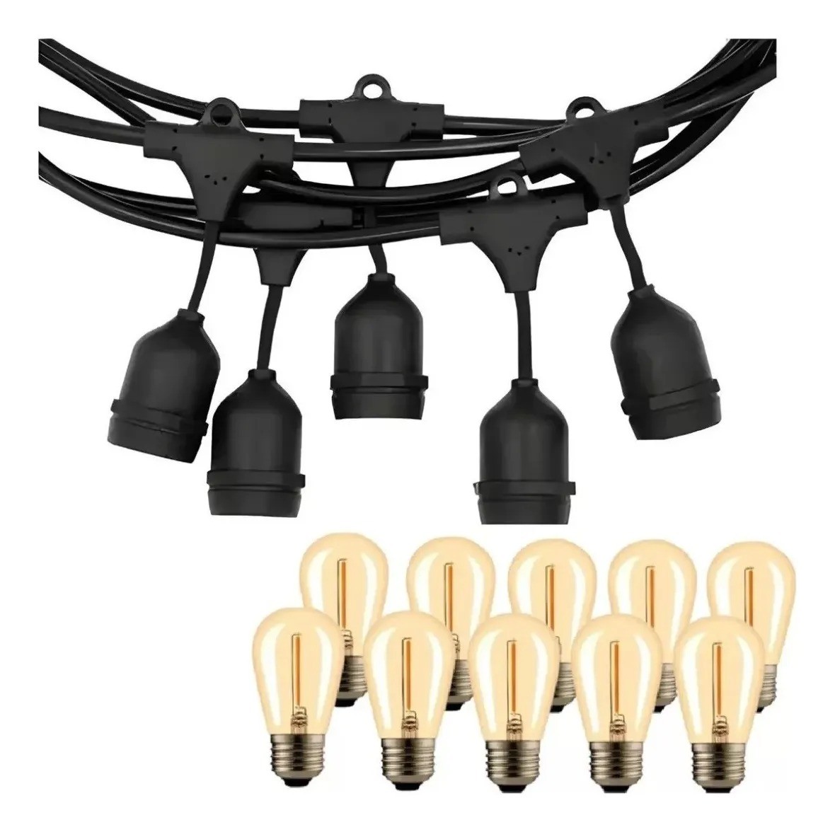 Guirnalda De Luces Led Exterior 10 Metros 10 Ampolletas Vintage Ampolletas