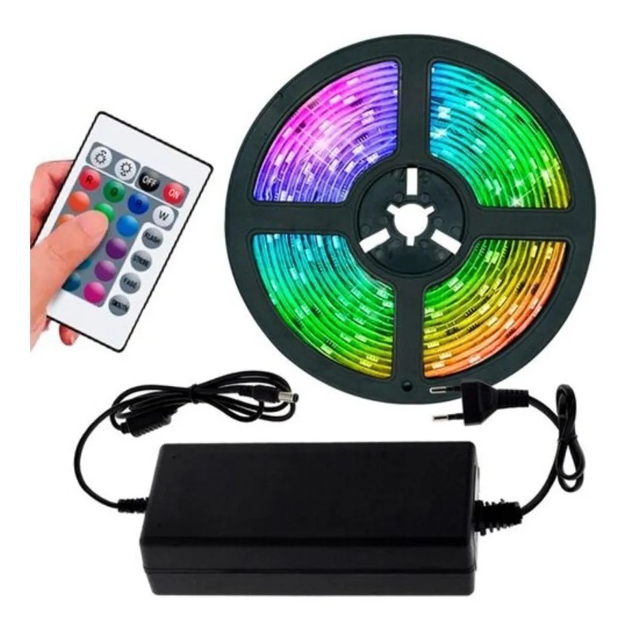Cinta Led Rgb Rollo 5 Metros Con Control Multicolor