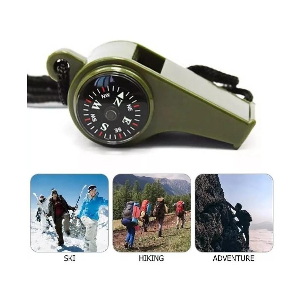 Silbato Supervivencia Brújula Militar Temperatura 3en1