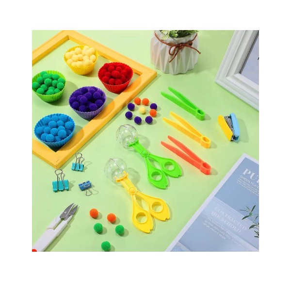 Set Clasificación Motricidad Fina Pompones Pinzas - Tea Tdah