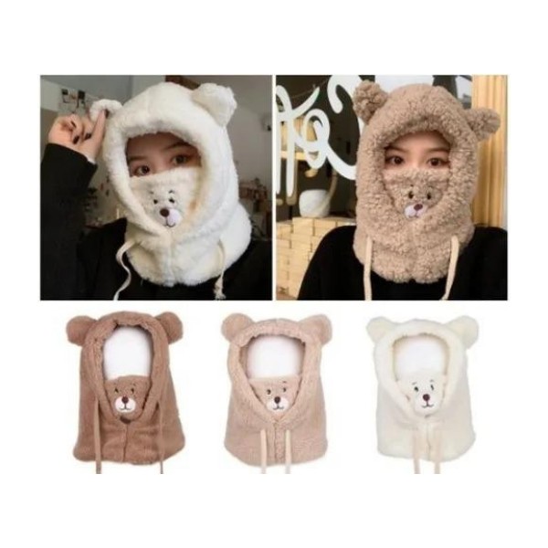 Gorro Pasamontaña Oso Felpa Chiporro Mascarilla Niñas/niños